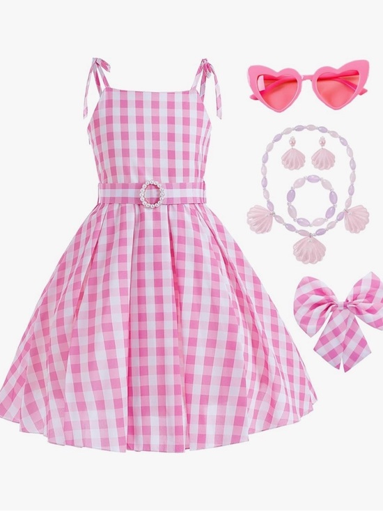 Barbie Other - NWT Barbie Costume Movie Cute Pink Gingham Plaid Girls Accessory Pack & Dress